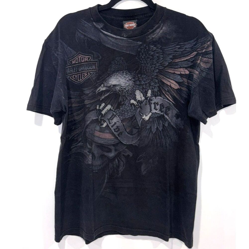 2011 Harley-Davidson Live Free Eagle Skull All-Over Graphic Tee Size L